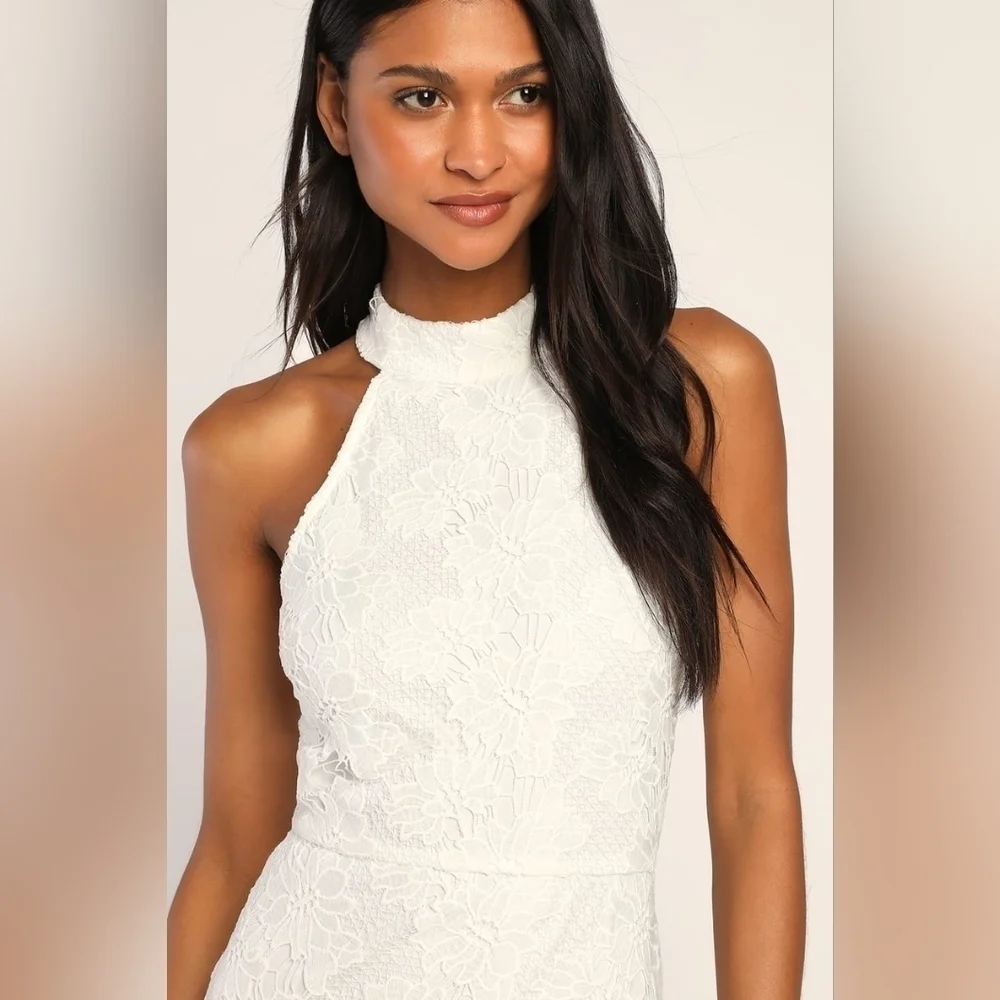 Lulus All the Charm White Lace Sleeveless High-Low Dress XL Wedding Party Prom